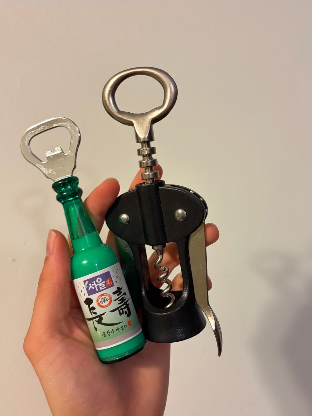 Black Winged Corkscrew and Green Bottle-Style Bottle Opener